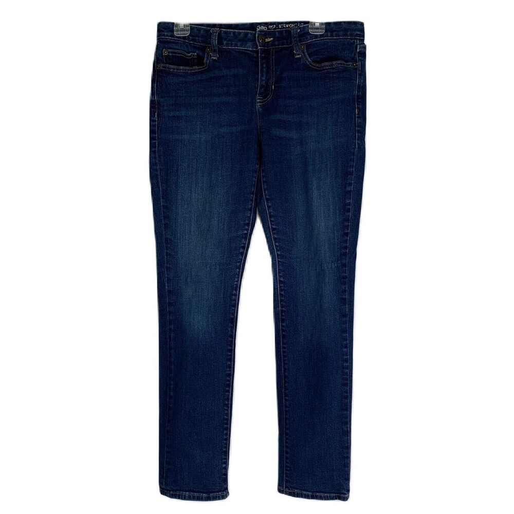 Gap Jeans Women Size 10 30R Real Straight Dark Wash Mid Rise 5 pocket Classic